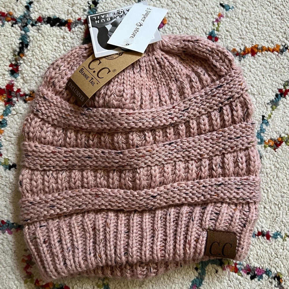Pink Beanie Tail Hat